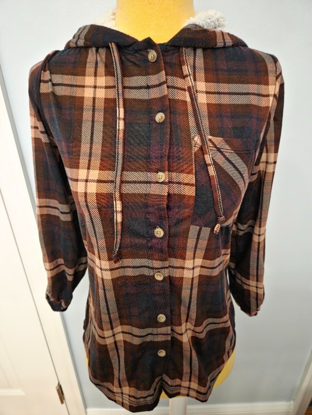 Polly & Esther Hooded Button Down